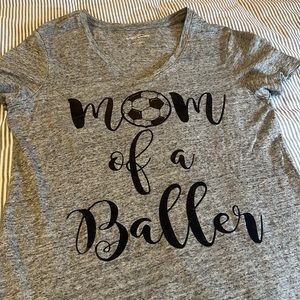 Soccer Mom T-Shirt V-neck in Heather Grey